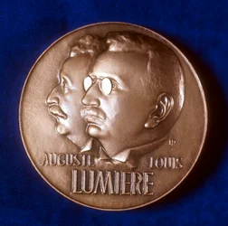 Obverse of medal commemorating 50 years of cinematography by the Lumiere brothers, 1945