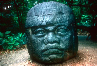 Olmec carved head from La Venta, Pre-Columbian, Central America, 1150-800 BC