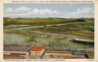 Pacific Entrance to Panama Canal Showing U.S. Submarines, c1920s