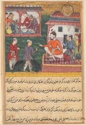 Page from Tales of a Parrot Tuti-nama: Third Night: The Goldsmith Judged, the Bear Cubs...