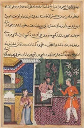 Page from Tales of a Parrot Tuti-nama: Thirty-fifth night: The Brahman gives...