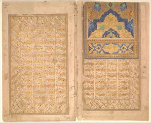 Pages of Calligraphy from a Sharafnama Book of Honour of Nizami
