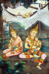 Painting depicting the life story of Shakyamuni Buddha, Wat Naxai, Vientiane, Laos