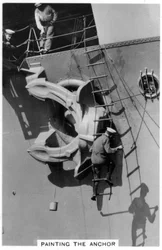 Painting the Anchor of the Aircraft Carrier HMS Courageous