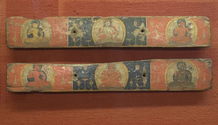 Pair of Manuscript Covers: Prajnaparamita Flanked by Bodhisattvas