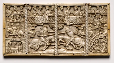 Panel from a Casket with Scenes from Courtly Romances, c. 1330-1350 or Later