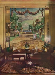 Panel Showing Regency Brighton, Flanked by Mirrored Glass Pilasters