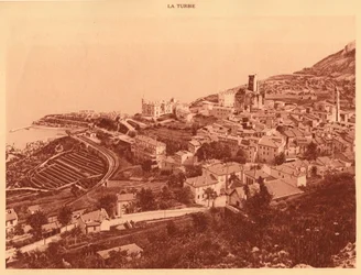 Panorama and View of La Turbie, Monaco, 1930