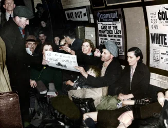 Paper Seller Down in the Underground, London, c.1940