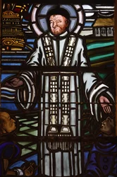 Saint Laurent church stained glass: Saint Vincent de Paul, Paris, France