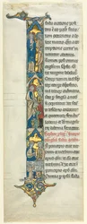 Partial Leaf from a Latin Bible: Initial I[n principio] with the Marriage at Cana, c. 1260-1270