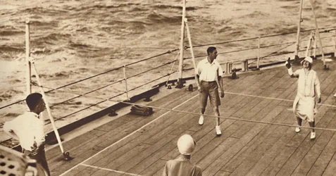 Partners - A game of deck tennis in the Renown, 1927, 1937