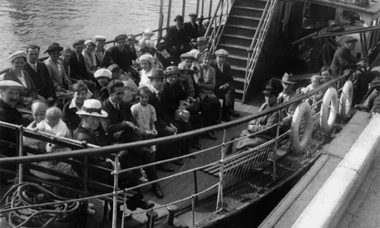 Passengers on Board a Boat, Bournemouth, Dorset, 1921