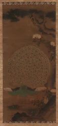 Peacock, peonies and pine, Edo period, 1615-1868