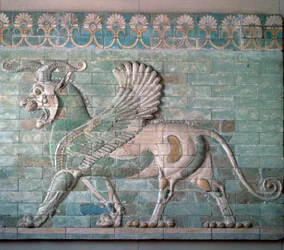Persian enamelled brick Griffon