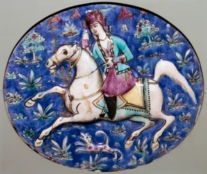 Persian tile depicting a horseman, 19th century