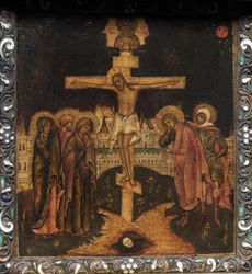 Portable Triptych Icon: The Crucifixion, 1600s