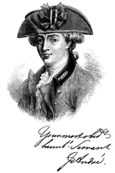 Portrait and autograph of Major John Andre, British soldier and spy