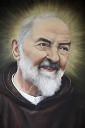 Portrait of Padre Pio in Apulia, Alberobello, Italy