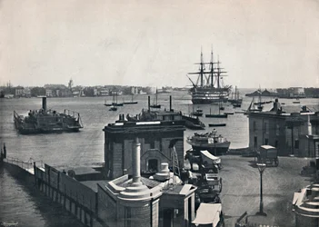 Portsmouth - General View of the Harbour, Showing Nelson