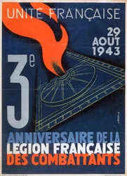 Poster for the 3rd anniversary of the foundation of the Legion Francaise des Combattants