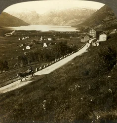 Pretty Mountain-Walled Village and Lake of Roldal, in Rugged Western Norway