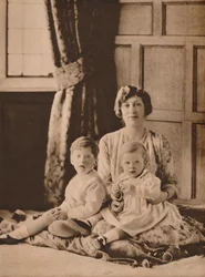 Princess Mary, Viscountess Lascelles, with her two sons, Gerald and George, 1926