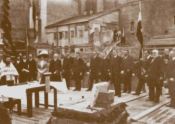 Public prayer before the beginning of the construction work of the new German Embassy in St. Petersburg