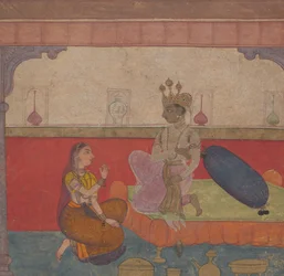 Radha Speaks to Krishna: Page from the Boston Rasikapriya Lovers Breviary, ca. 1610
