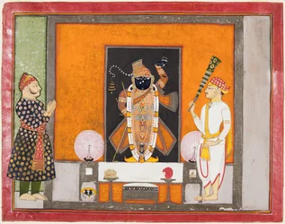 Raja Ram Singh worships Krishna as Brij Nathji the bridegroom