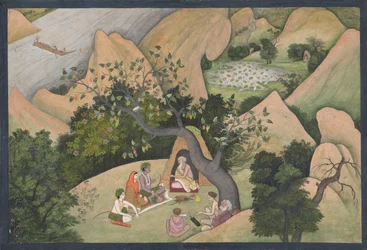 Rama, Sita, and Lakshmana at the Hermitage of Bharadvaja