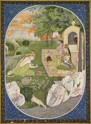 Rama, Sita and Lakshmana in the Forest, Page from the Ramayana Tales of God Rama