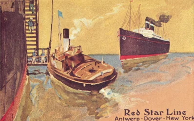 Red Star Line Passenger Ship and Tender, c1900