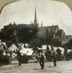 Refugees camp in Jefferson Square, 1906