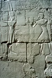 Relief of Rameses II Offering to the Fertility God Min, Temple of Amun, Karnak, Egypt