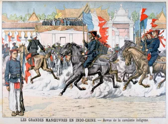 Review of the indigenous cavalry, French Indochina