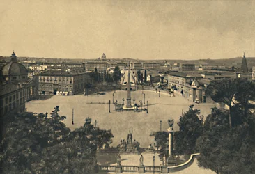 Rome - View from the Pincian Garden: Square of the Popolo Poplar-trees