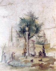 Roman wall painting from villa of Agriopa Posthumus, near Pompeii