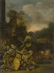 Romantic Landscape with Still Life and Antique Column