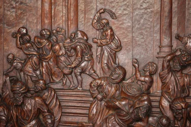 Royal Basilica of San Francisco el Grande. Jesus chases the merchants from the temple, Madrid, Spain