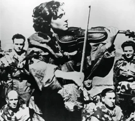 Russian Army Nurse Playing a Violin, Eastern Front, 1944
