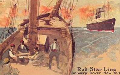 Sailing Ship and Red Star Ocean Liner