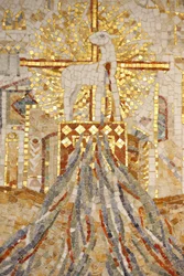 Saint-Maurice abbey basilica, Mosaic: The lamb of God and 7 canals symbolising creation, Saint-Maurice, Switzerland
