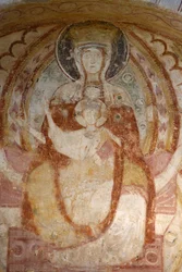 Saint-Savin sur Gartempes abbey church Western porch painting: Virgin and child, Saint-Savin, France