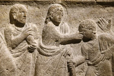 Saint Victor Abbey, Marseille, Sarcophagus Detail: Jesus Curing a Blind Man
