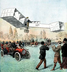 Santos-Dumont Making the First Powered Plane Flight in Europe, Paris, 1906