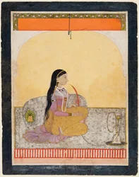 Seated Lady Smoking a Hookah, c. 1780