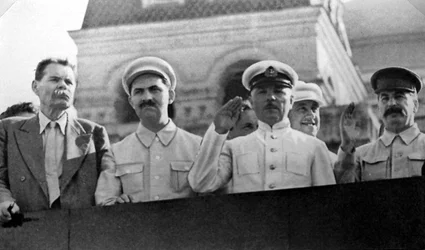 Senior Soviet figures on the tribune of Lenin