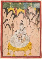Shiva seated on a Throne in a landscape, c. 1760