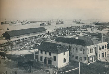 Singapore Harbour is always crowded with shipping of many types and nationalities, 1937
